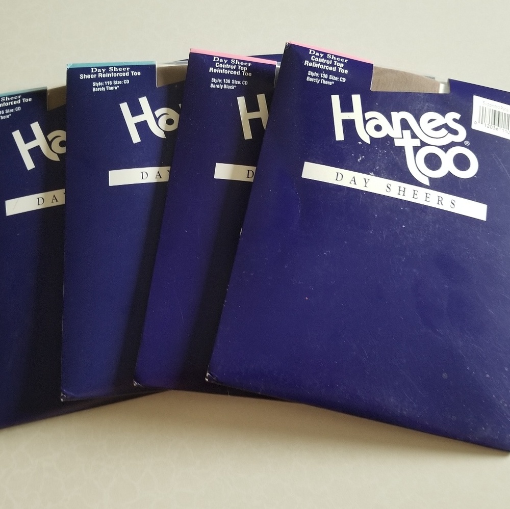 Vintage Hanes Too Day Sheer Pantyhose lot of 4